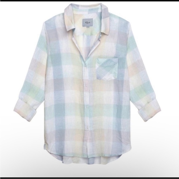 Rails Charli Pastel Buffalo Linen Blend Button Down Size S - Picture 2 of 10